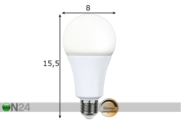 LED elektripirn E27 20 W mõõdud