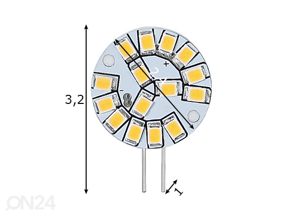 LED elektripirn G4 2 W mõõdud
