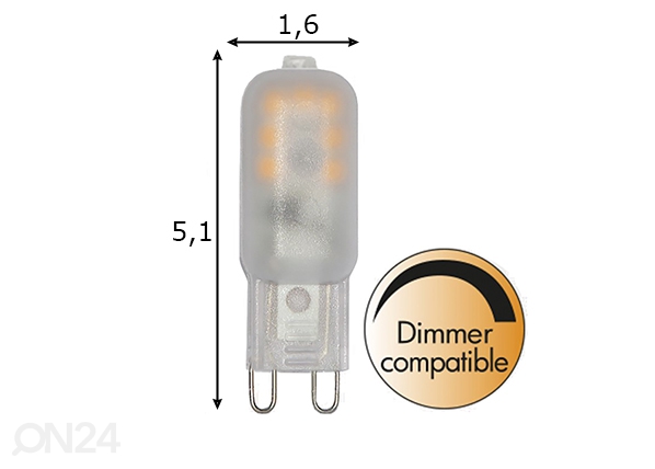 LED elektripirn G9, 1.5W mõõdud