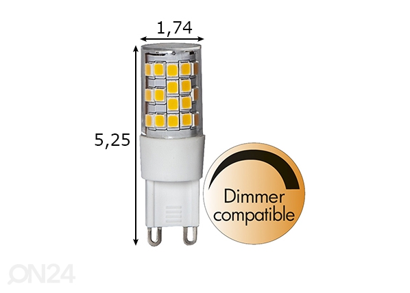 LED elektripirn G9 3,6 W mõõdud