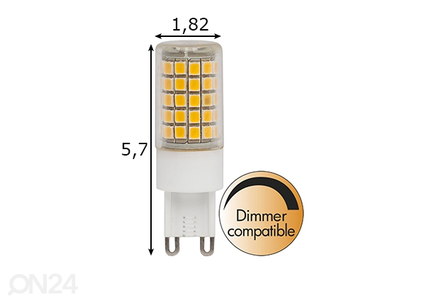 LED elektripirn G9 5,6 W mõõdud