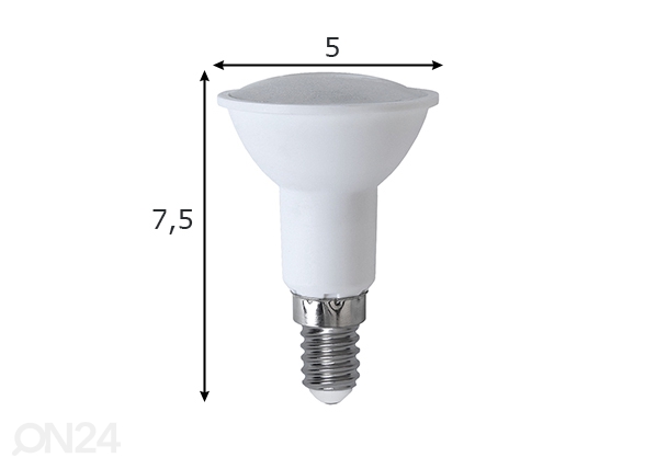 LED elektripirn kohtvalgustile E14 3,2 W mõõdud