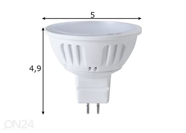 LED elektripirn kohtvalgustile GU5,3 3 W mõõdud