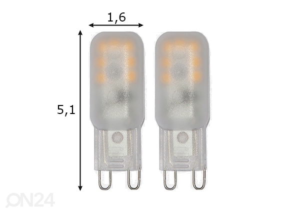 LED elektripirnid 2 tk G9, 1.5W mõõdud