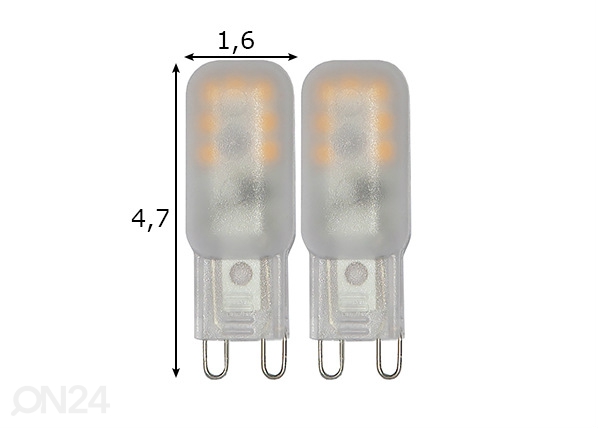 LED elektripirnid G9 1,8 W 2 tk mõõdud