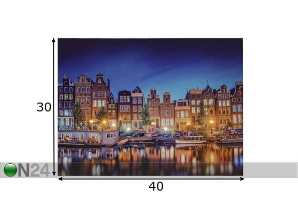 LED pilt Amsterdam 40x30 cm mõõdud