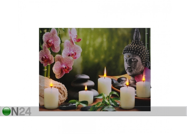 LED pilt Buddha with Candles & Orchids 30x40 cm