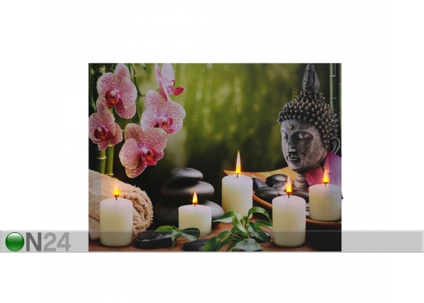 LED pilt Buddha with Candles & Orchids 50x70 cm