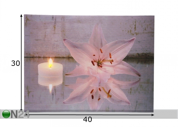 LED pilt Candle & Lily 30x40 cm mõõdud