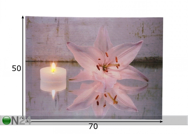 LED pilt Candle & Lily 50x70 cm mõõdud