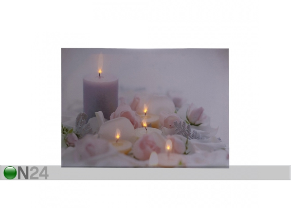 LED pilt Candles & Rose Blossom 50x70 cm