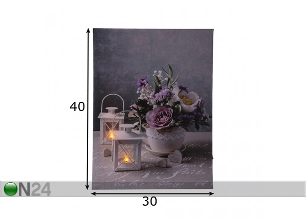 LED pilt Flower Bouquet 30x40 cm mõõdud