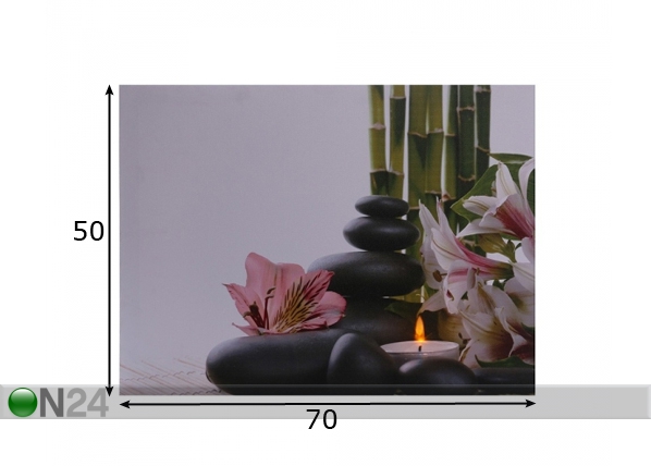 LED pilt Flowers & Pebbles 50x70 cm mõõdud