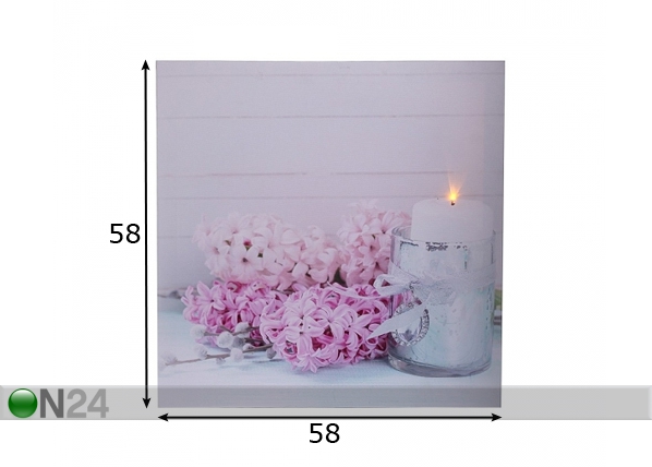 LED pilt Hyacinths 58x58 cm mõõdud
