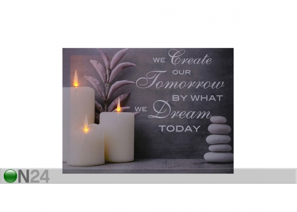 LED pilt Slogan & Candles 30x40 cm
