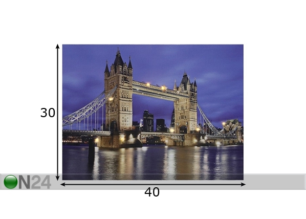 LED pilt Tower bridge 40x30 cm mõõdud