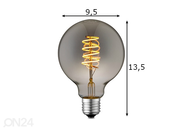LED-pirn Spiral, E27, 4W mõõdud