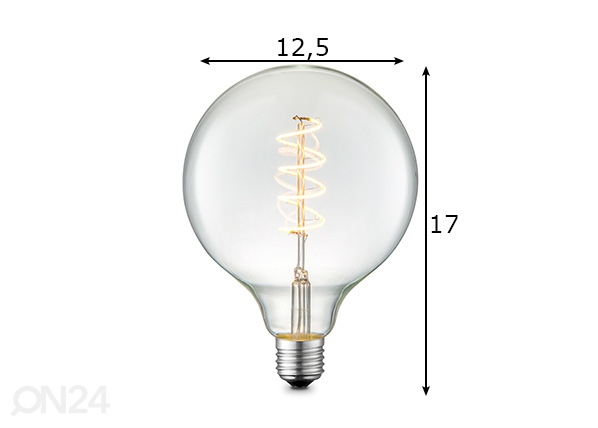 LED-pirn Spiral, E27, 4W mõõdud