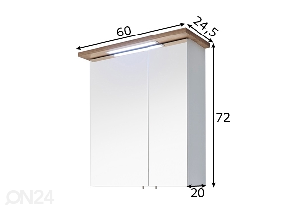LED-valgustiga peegelkapp 84-I mõõdud