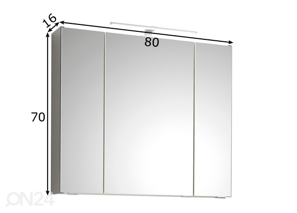 LED valgustusega peegelkapp 31-II, 80 cm mõõdud