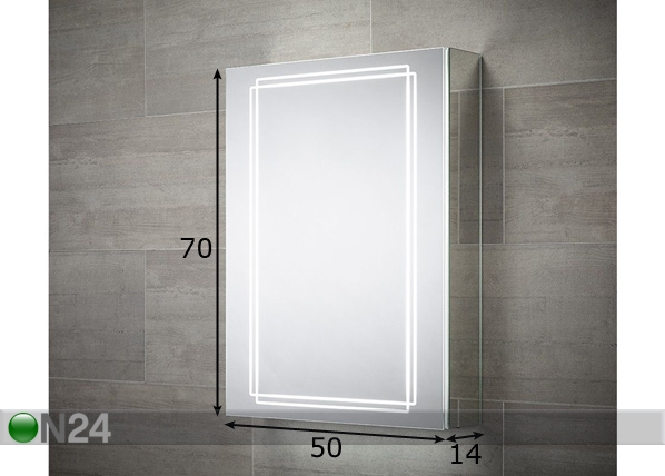 LED valgustusega peegelkapp Harlow 70x50 cm mõõdud