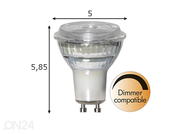 LED лампочка для точечного света GU10 5,2 Вт размеры