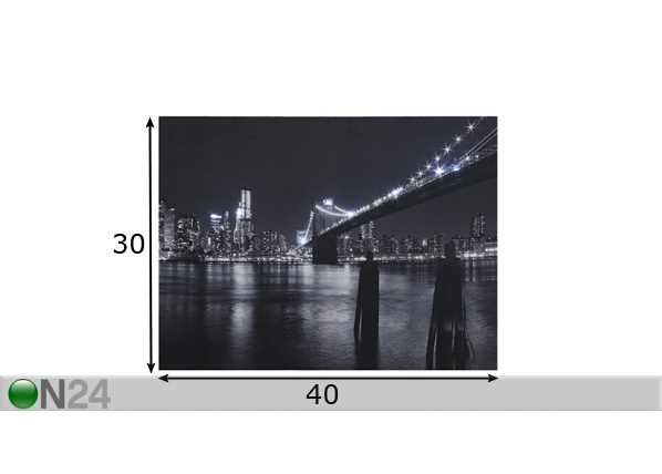 LED настенная картина Brooklyn bridge 40x30 см размеры