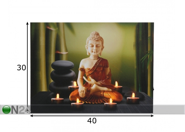 LED настенная картина Buddha & Tealights 30x40 см размеры