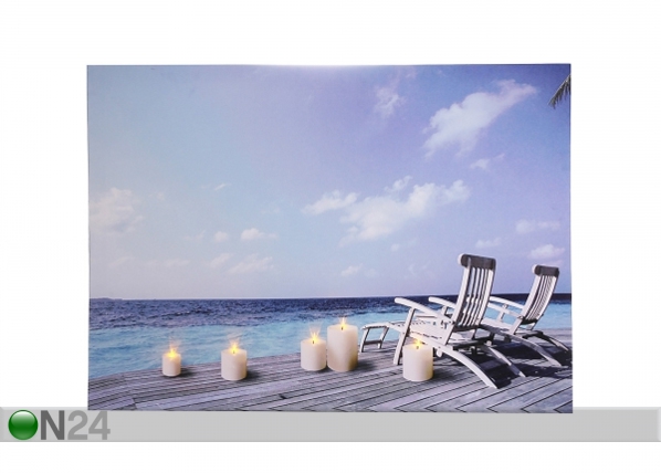 LED настенная картина Candles & Beach 30x40 см