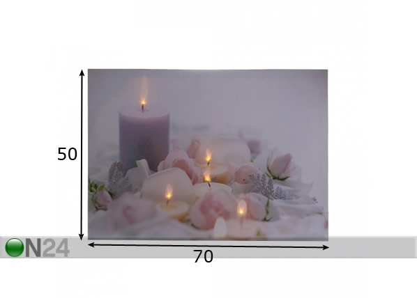 LED настенная картина Candles & Rose Blossom 50x70 см размеры
