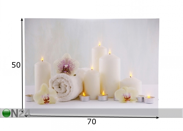 LED настенная картина Candles & Towels 50x70 см размеры