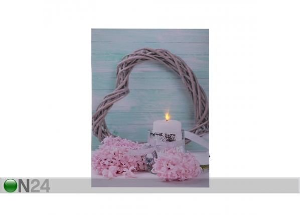 LED настенная картина Heart & Candle 40x30 см