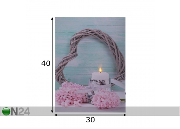 LED настенная картина Heart & Candle 40x30 см размеры