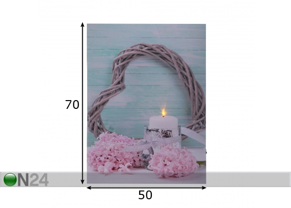 LED настенная картина Heart & Candle 70x50 см размеры