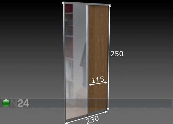 Liuguksed Prestige, 1 peegel ja 1 melamiin uks 230x250 cm mõõdud