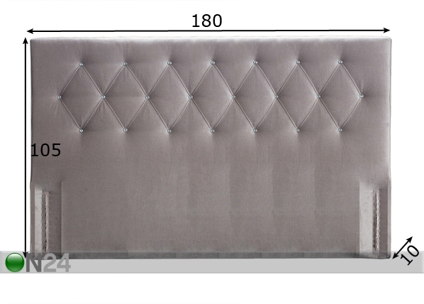 Mööblikangaga kaetud voodipeats Harlekin klaasnööpidega 180x105x10 cm mõõdud