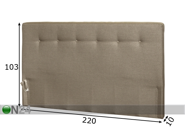 Mööblikangaga kaetud voodipeats nööpidega 220x113x10 cm mõõdud