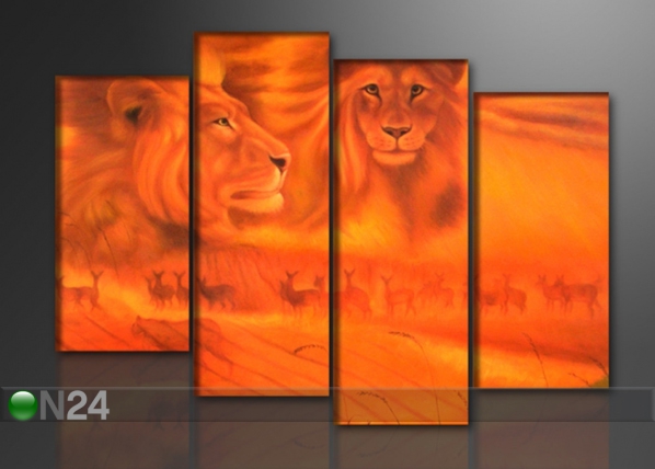 Neljaosaline seinapilt Aafrika lõvid 130x80 cm