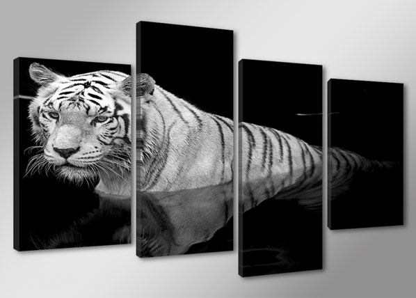 Neljaosaline seinapilt Valge tiiger 130x80 cm