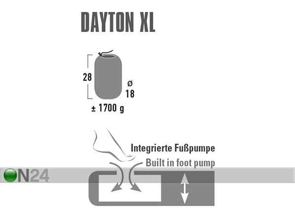 Õhkmadrats integreeritud pumbaga High Peak Dayton XL 197x70x10 cm, tumehall mõõdud