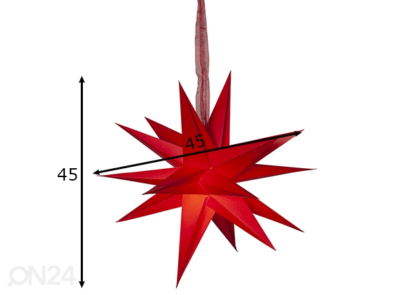 Paberist täht December 45 cm, punane mõõdud