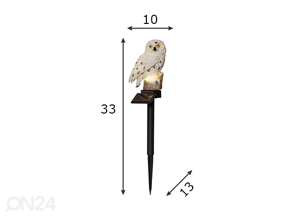Päikesepaneeliga dekoratsioon Owl mõõdud