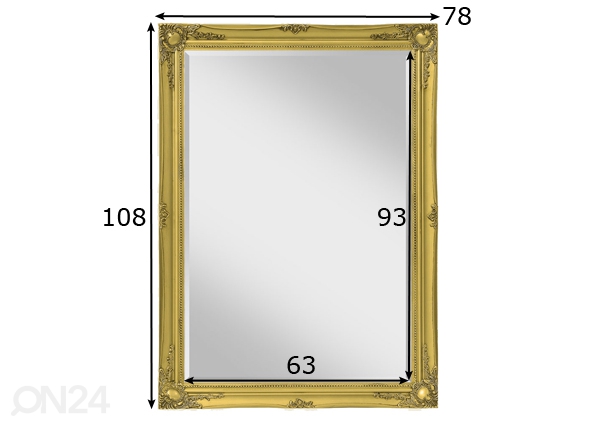 Peegel 78x108 cm mõõdud