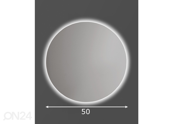 Peegel O LED Ø 50 cm mõõdud