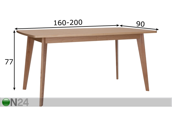 Pikendatav söögilaud Kensal Dining Table Extending 90x160-200 cm mõõdud