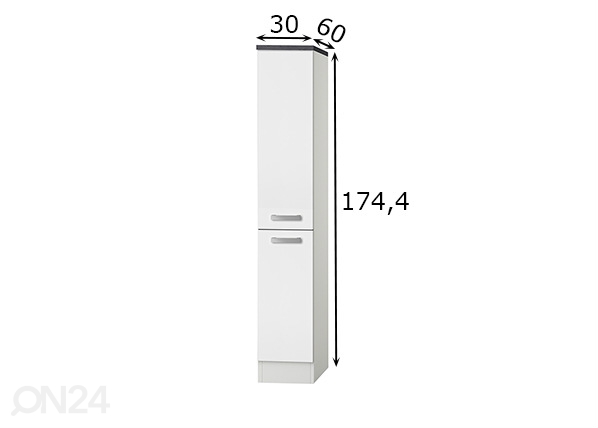 Poolkõrge väljatõmmatav köögikapp Oslo 30 cm mõõdud