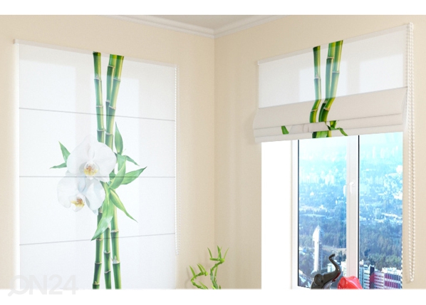 Poolläbipaistev Rooma kardin Bamboo and white orchid 1 60x60 cm