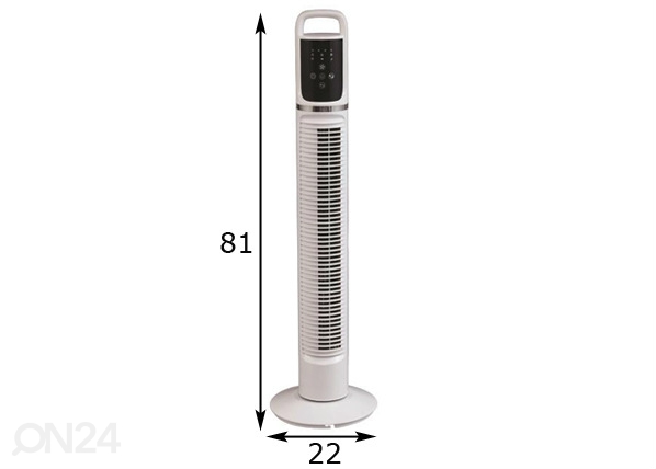 Põrandaventilaator Torn ionisaatoriga + pult mõõdud
