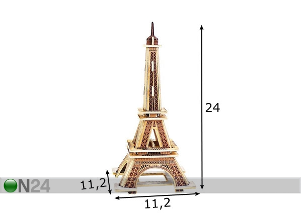 Puidust 3D pusle Eiffeli torn mõõdud