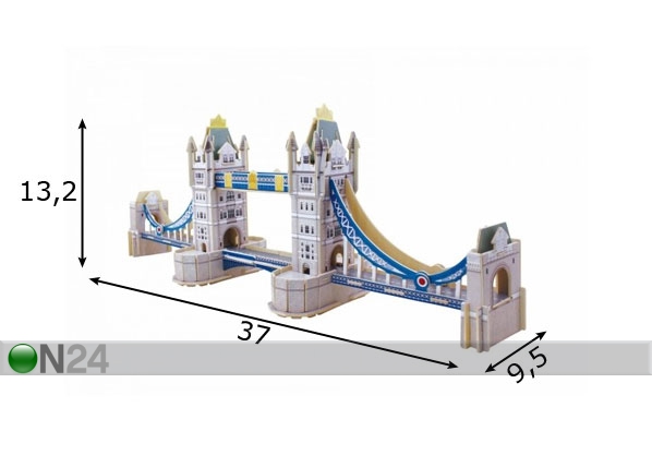Puidust 3D pusle Tower sild mõõdud